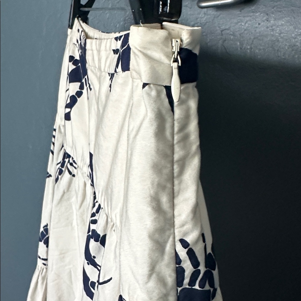 J. Crew rare poplin layered tiered midi skirt white and navy nautical - Picture 4 of 5